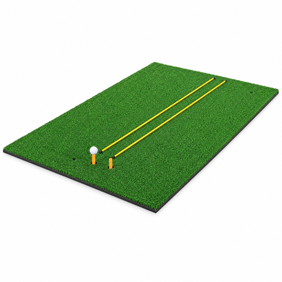 YardRange golf hitting mat 152 x 117 cm with alignment sticks and rubber tees
