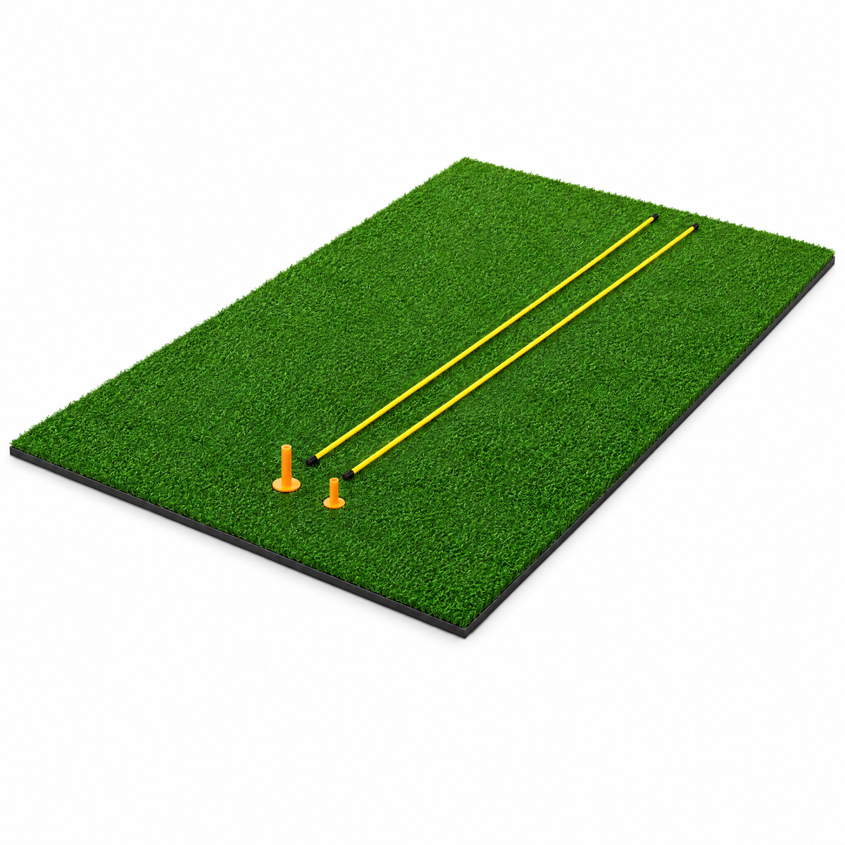 YardRange 25 mm golf hitting mat with 2 rubber tees and 2 alignment sticks