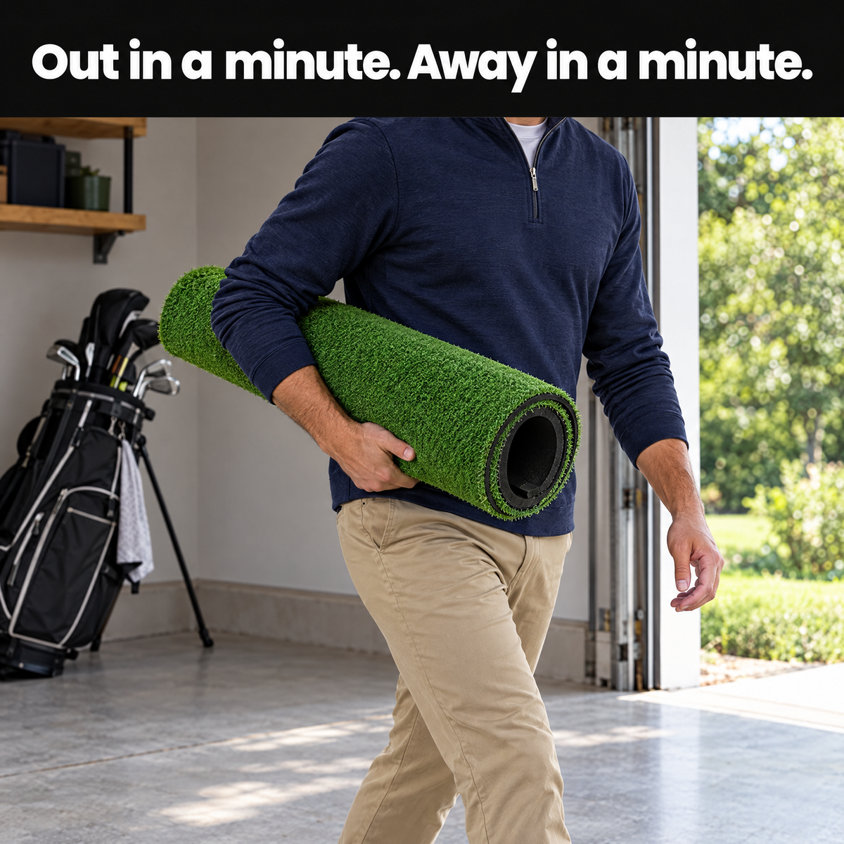 Hitting mat rolled up and carried into the garage
