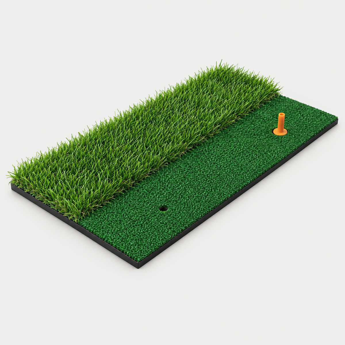 Chipping Mat Dual Turf, 30 x 60 cm with 40 mm rough and short turf, with rubber tee