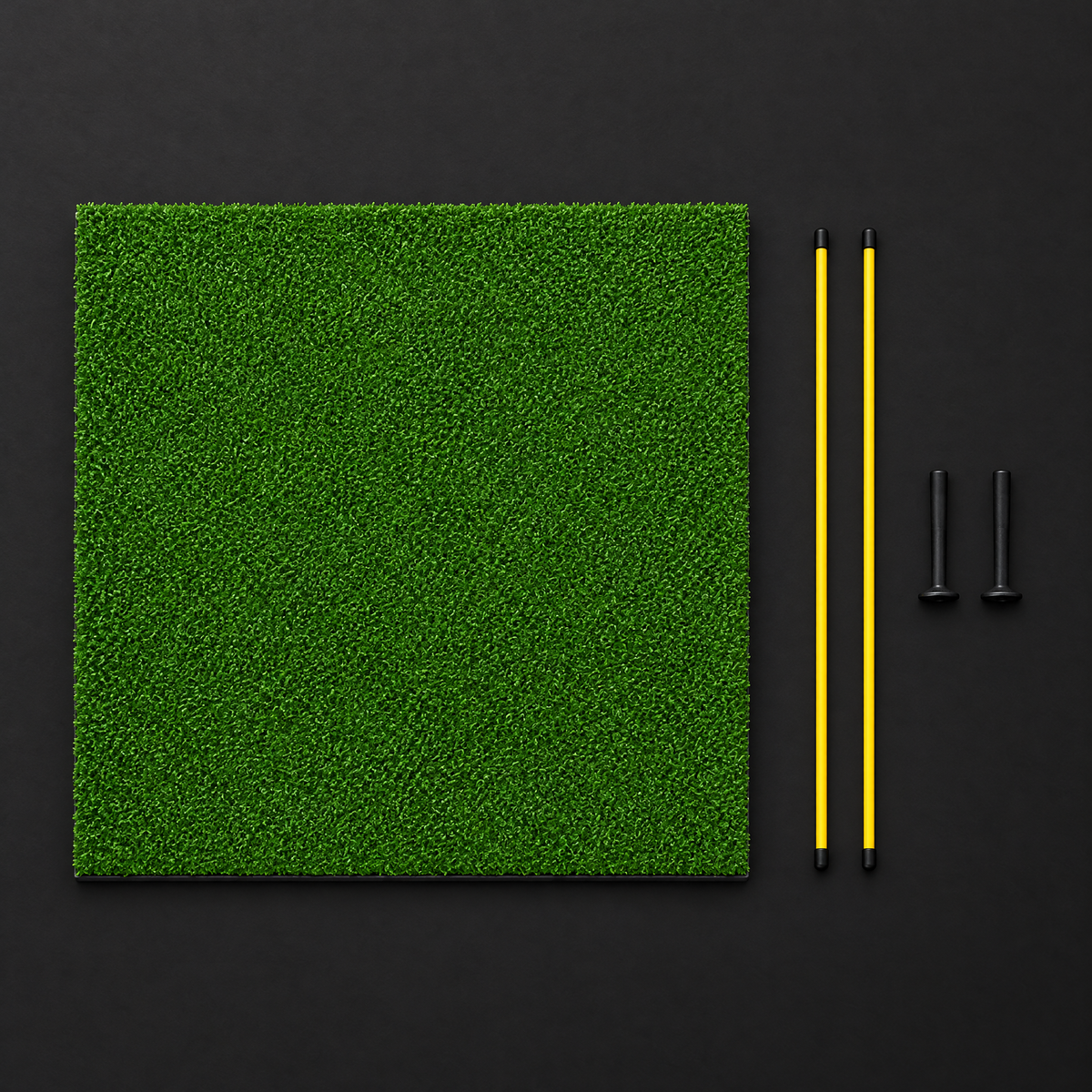 What's in the box: 25 mm hitting mat, 2 alignment sticks and 2 rubber tees