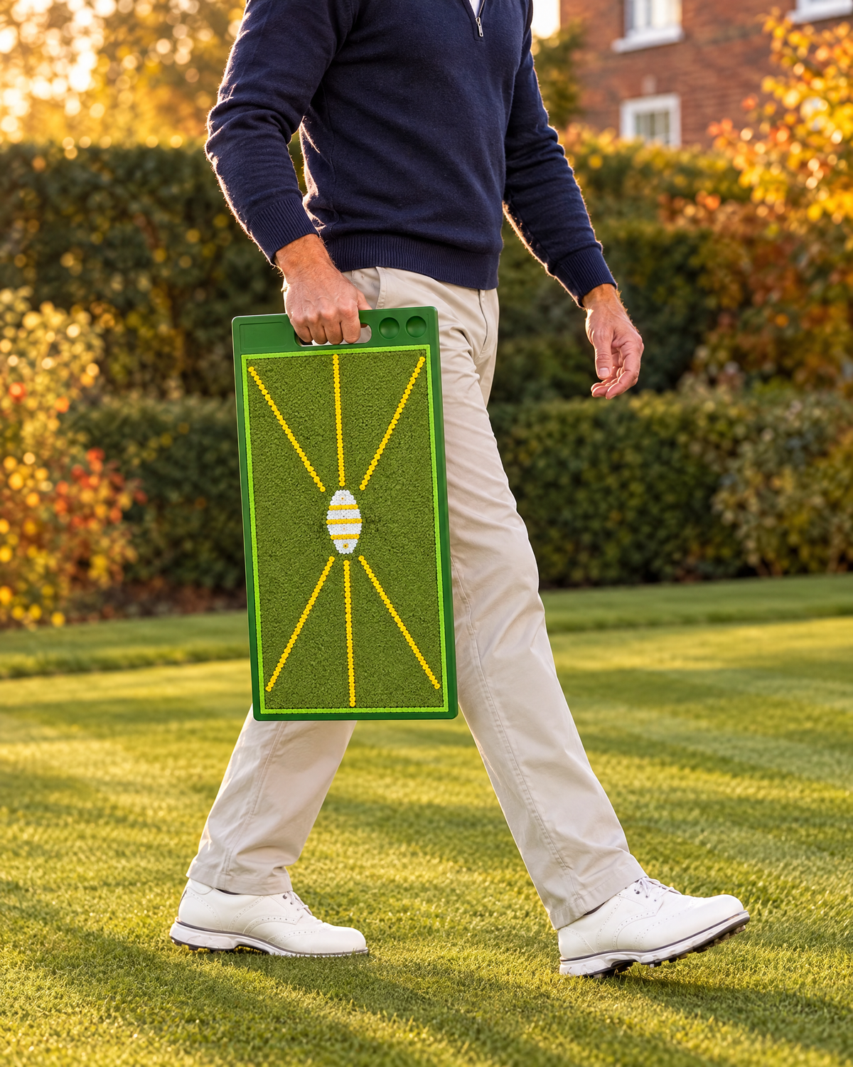 Carrying the large strike mat by its handle (illustrative image)