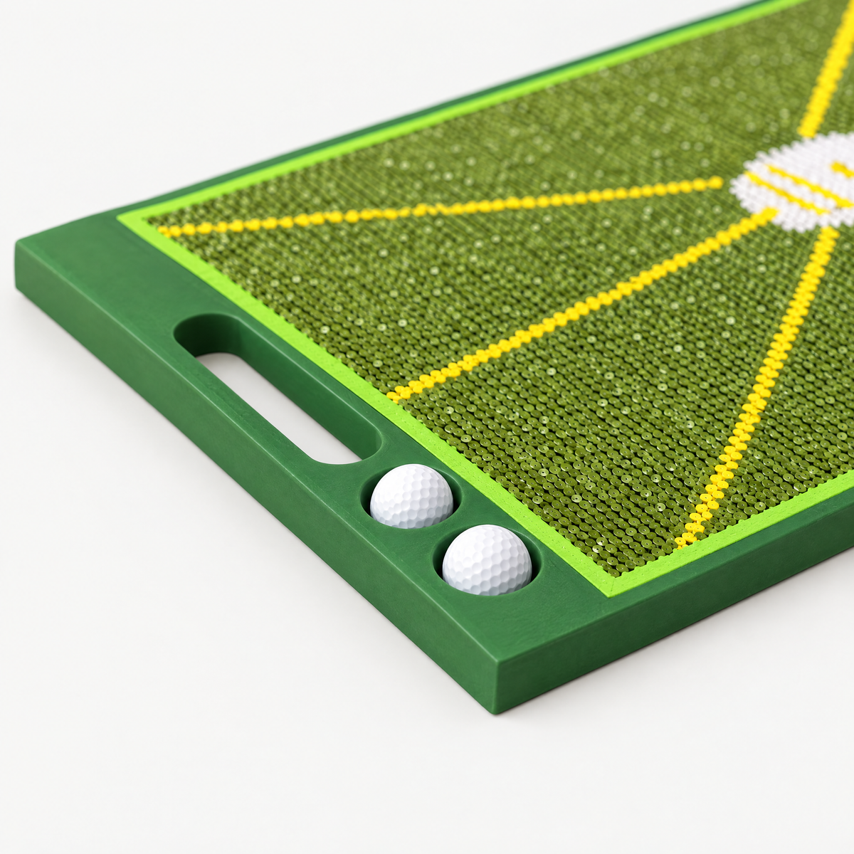 Carry handle and two ball holders on the 1.5 cm tray