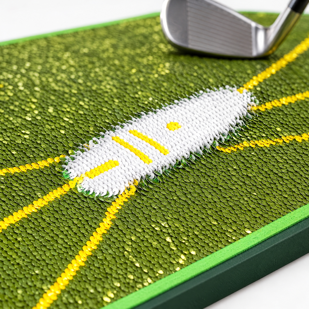 Close-up of the white strike trace left by the club