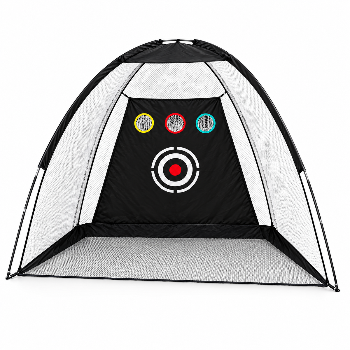 Dome Practice Net 10 ft with bullseye and chipping targets, on a white background