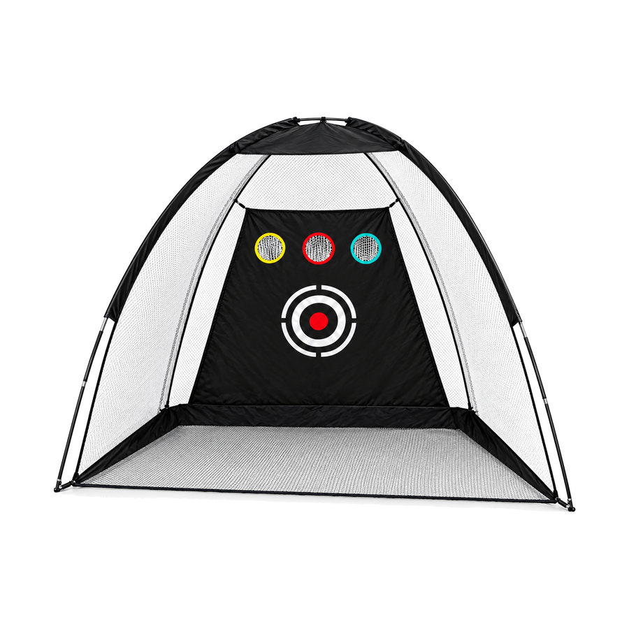 Dome Practice Net 10 ft with bullseye and chipping targets, on a white background