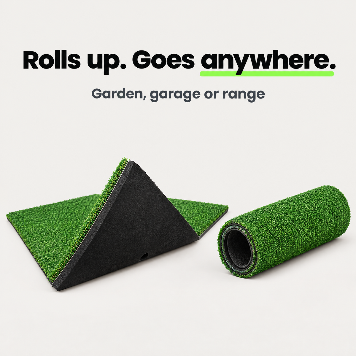 Hitting mat rolls up for storage