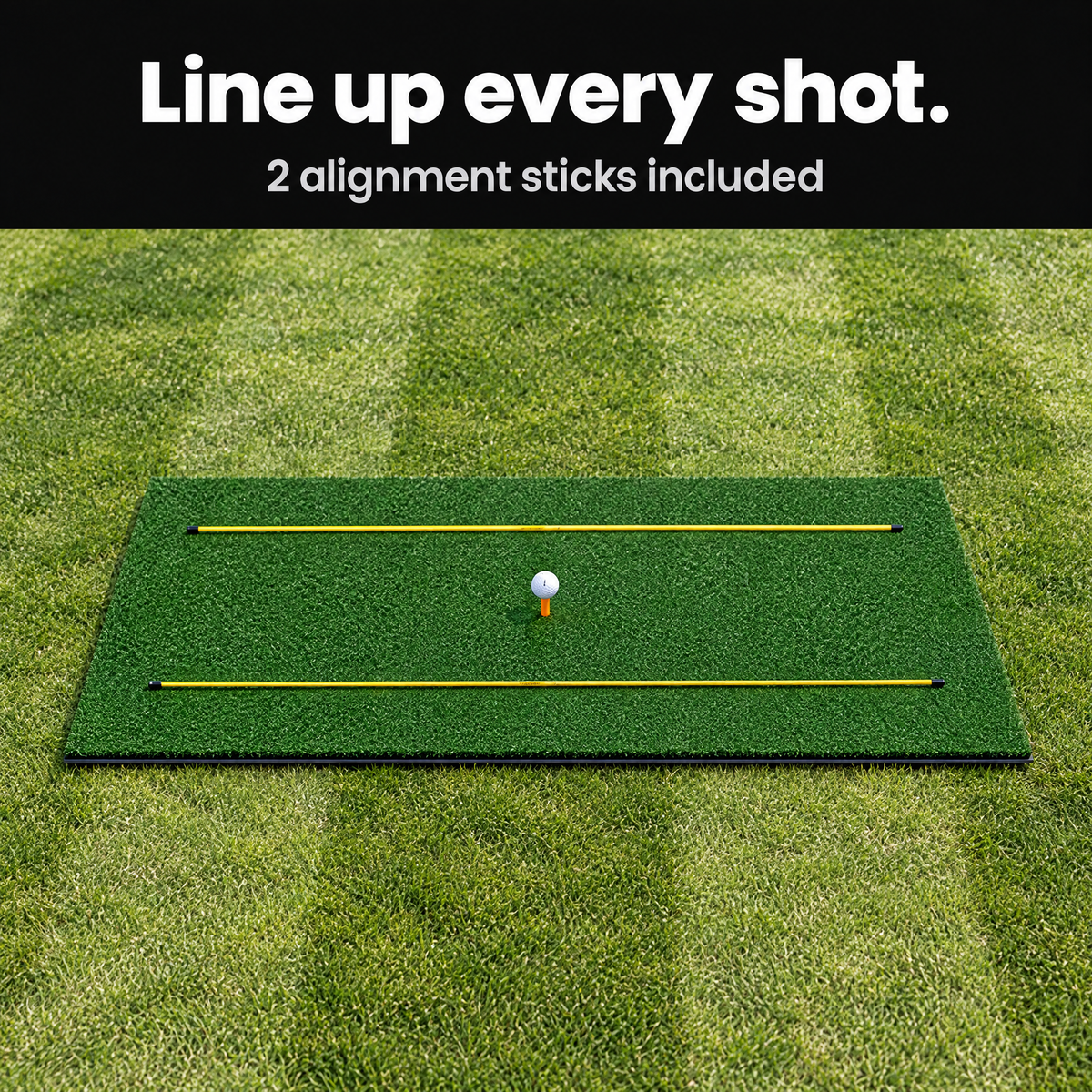 Two alignment sticks included with the hitting mat