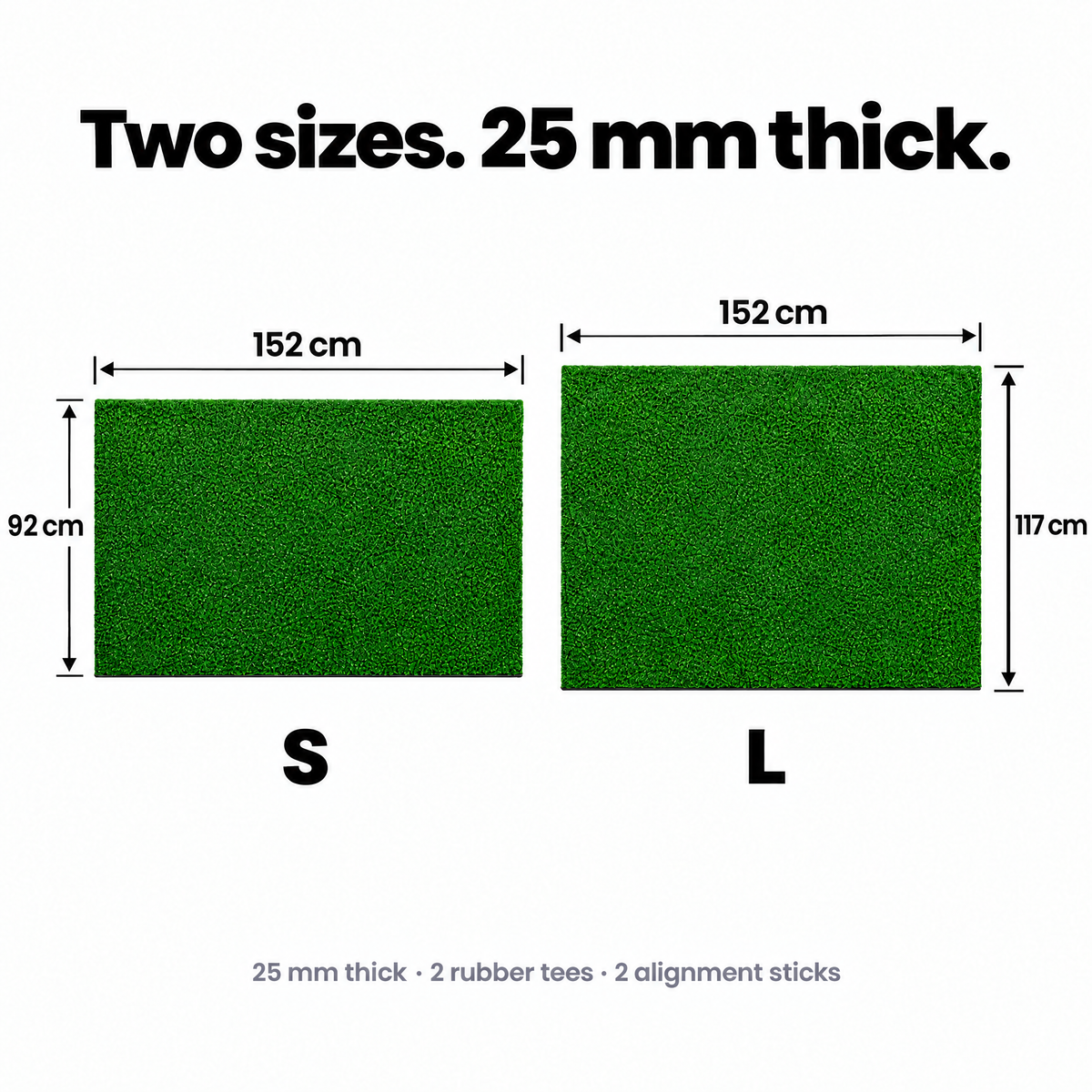 Hitting mat sizes: S 152 x 92 cm and L 152 x 117 cm, 25 mm thick