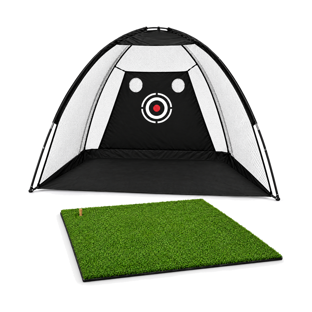Junior Dome Range Set: Junior Dome Practice Net, Range Hitting Mat, on a white background