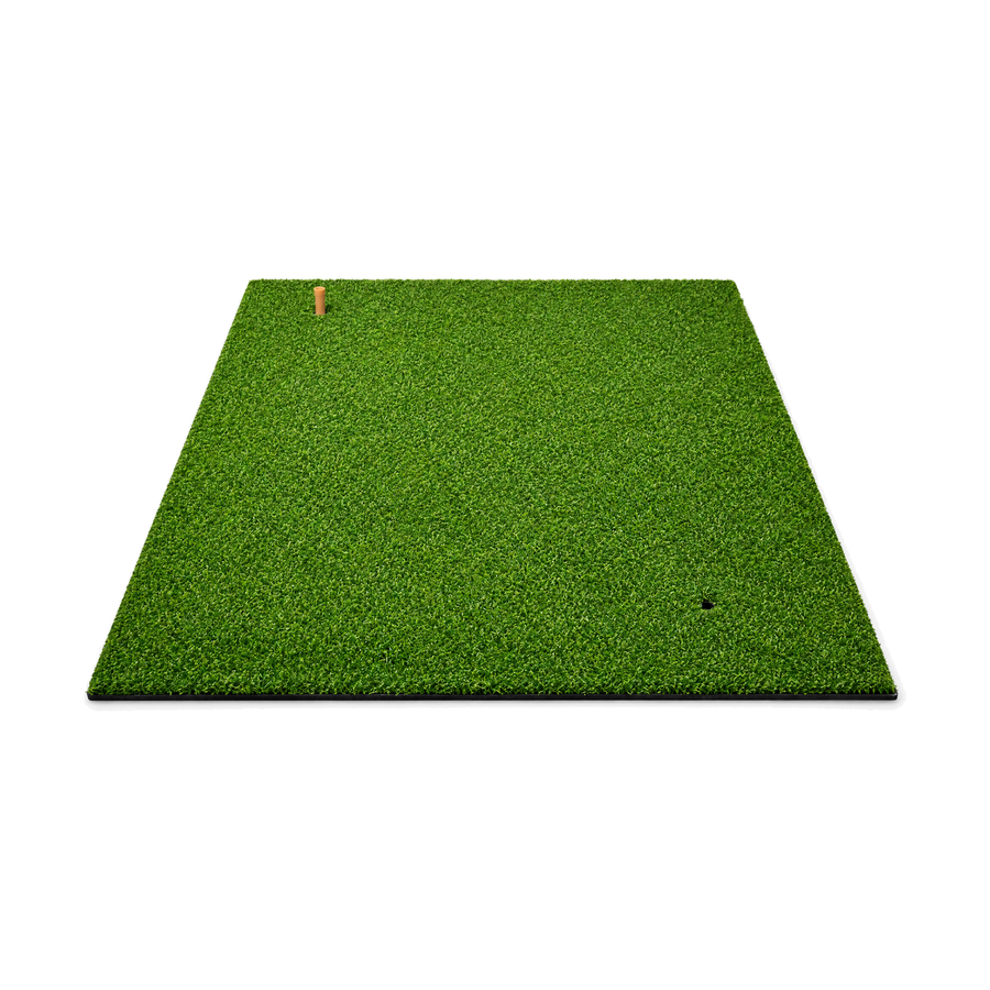 Range Hitting Mat 4.1 × 3.3 ft (125 × 100 cm) with rubber tee, on a white background